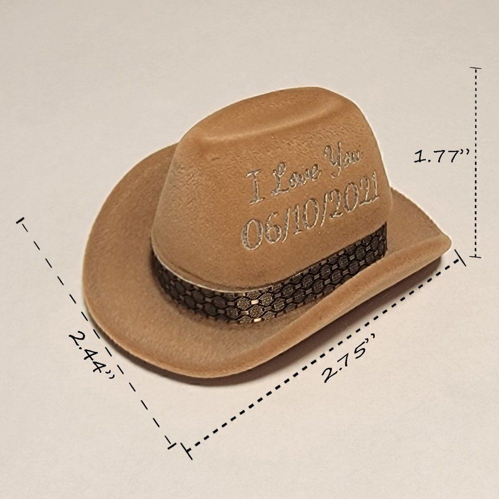 Custom Engraved Cowboy Hat Ring Box - Personalized Ring Box - Picture 6 of 7